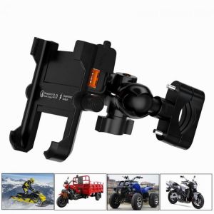 אבירי השטח-קבוצת רכיבה לטיולי שטח 4X4 לטרקטורונים/SBS QC 3.0 USB Quick Charger Motorbike Mirror Handlebar Stand Holder Waterproof Metal Motorcycle Smart Phone Hold for iphone Samsung