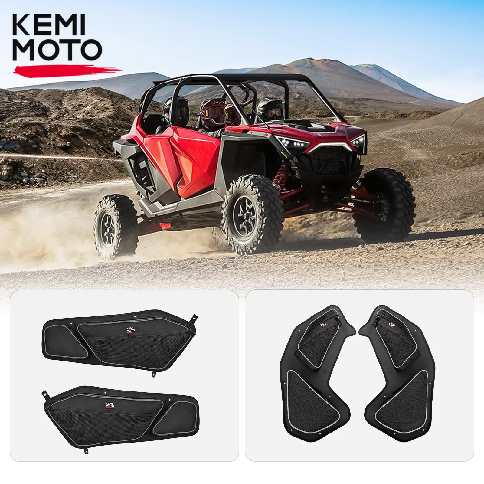 אבירי השטח-קבוצת רכיבה לטיולי שטח 4X4 לטרקטורונים/SBS UTV Door Side Storage Bag Compatible with Polaris RZR PRO XP/ XP 4 2020-2023 2024 1680D Knee Pad Passenger Driver Seat Black Bag