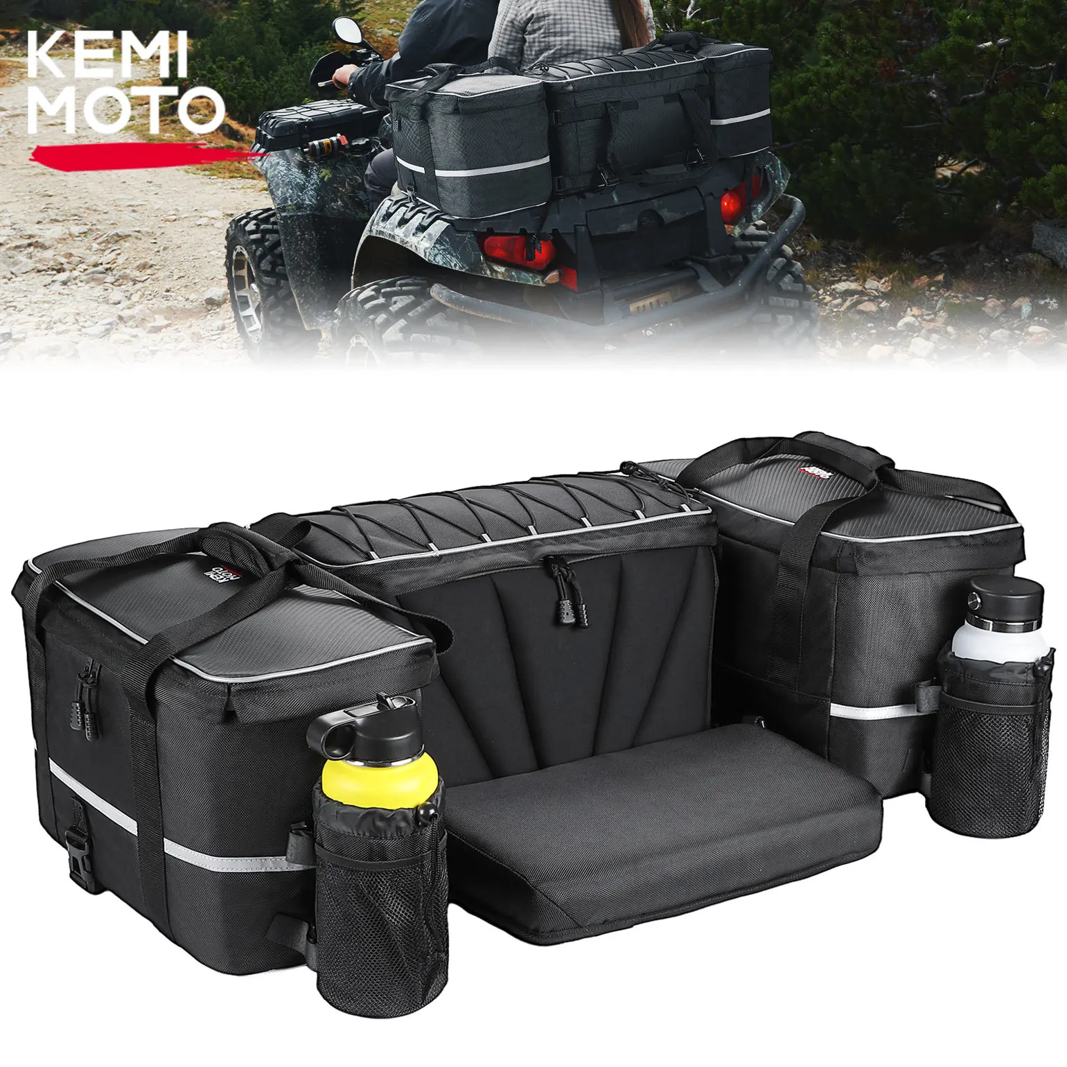 אבירי השטח-קבוצת רכיבה לטיולי שטח 4X4 לטרקטורונים/SBS KEMIMOTO ATV Rear Rack Seat Bag Compatible with Polaris Sportsman Trail boss for Cf moto for Can-am for Arctic Cat for Yamaha FZ