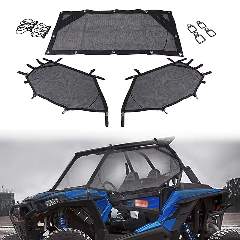 אבירי השטח-קבוצת רכיבה לטיולי שטח 4X4 לטרקטורונים/SBS UTV RZR Window Shade Nets Left Right & Rear Window Shield Fit for Polaris RZR 1000 XP Turbo POLARI RZR 500 570 800 900