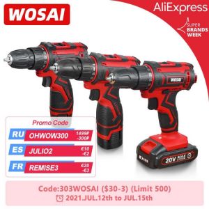 מברגה מקדחה נטענת 12/16/20V מבית WOSAI, סטים שונים לבחירה.