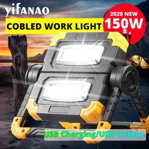 פנס עוצמתי של 150W נטען USB, סוללה של 4000lm, ניתן להטעין אתו את הנייד, מעולה לכל מטרה בשטח ובבית .