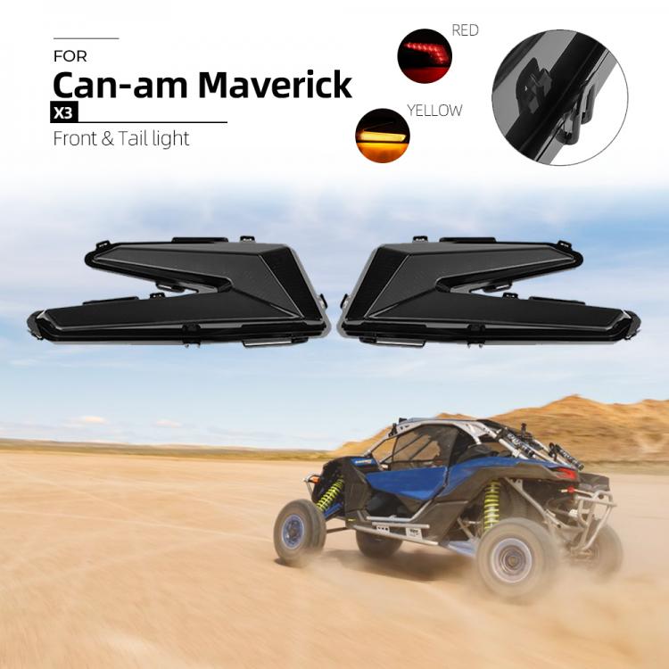 אבירי השטח-קבוצת רכיבה לטיולי שטח 4X4 לטרקטורונים/SBS KEMIMOTO Black Rear Tail Lights Tail Lamps With Yellow Turning Light for Can Am Maverick X3 XDS XRS Max Turbo R 2017   2021