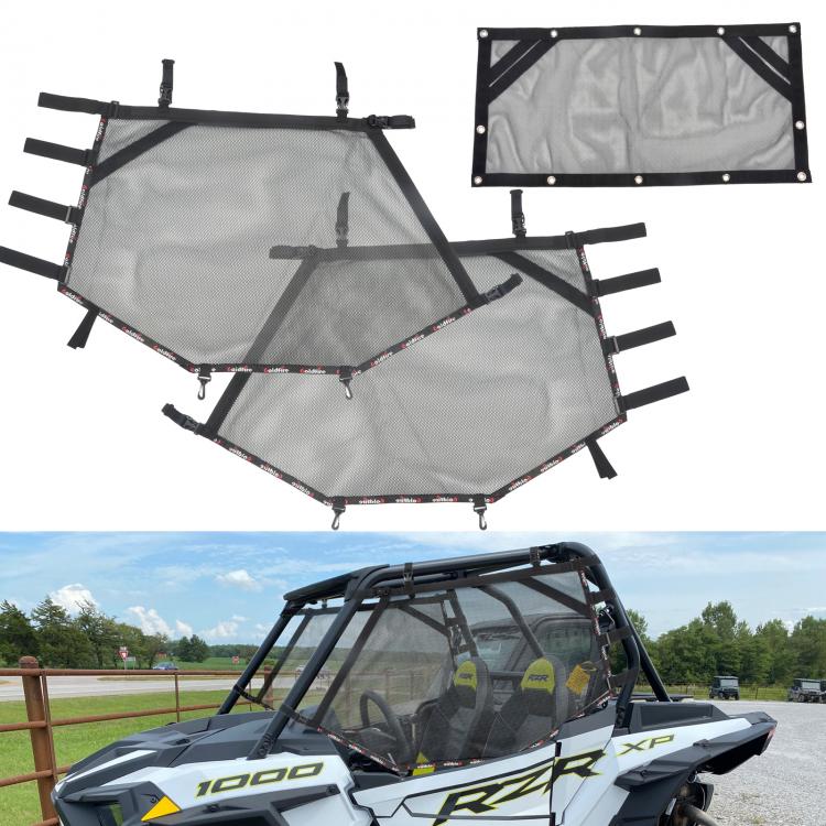 אבירי השטח-קבוצת רכיבה לטיולי שטח 4X4 לטרקטורונים/SBS UTV Window Net Shade Shield Cover Left Right & Rear Window Shield Fits for Polaris RZR 1000 XP Turbo POLARI RZR 500 570 800 90